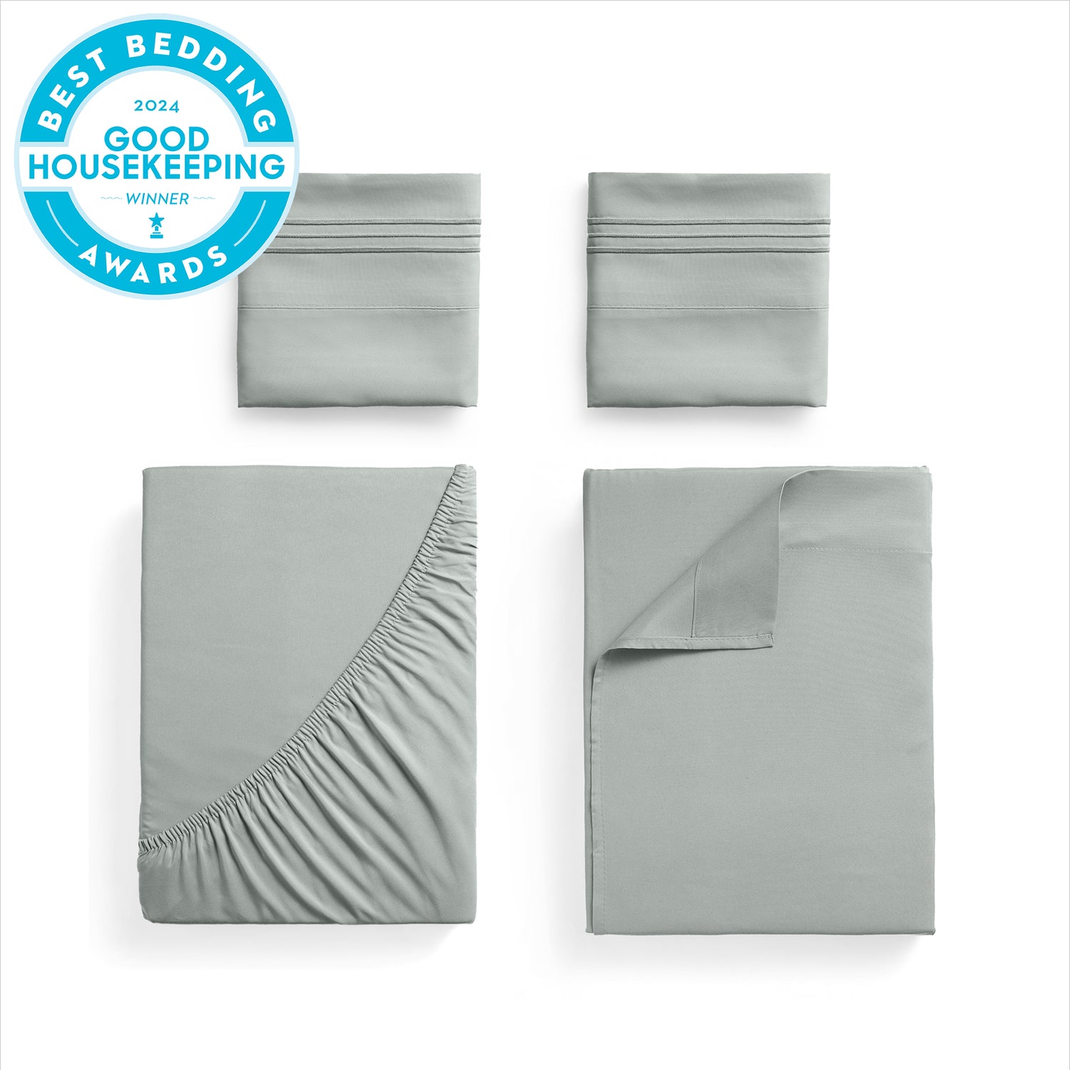 Iconic 4-Piece Extra-Deep Microfiber Sheet Set (Light Colors)