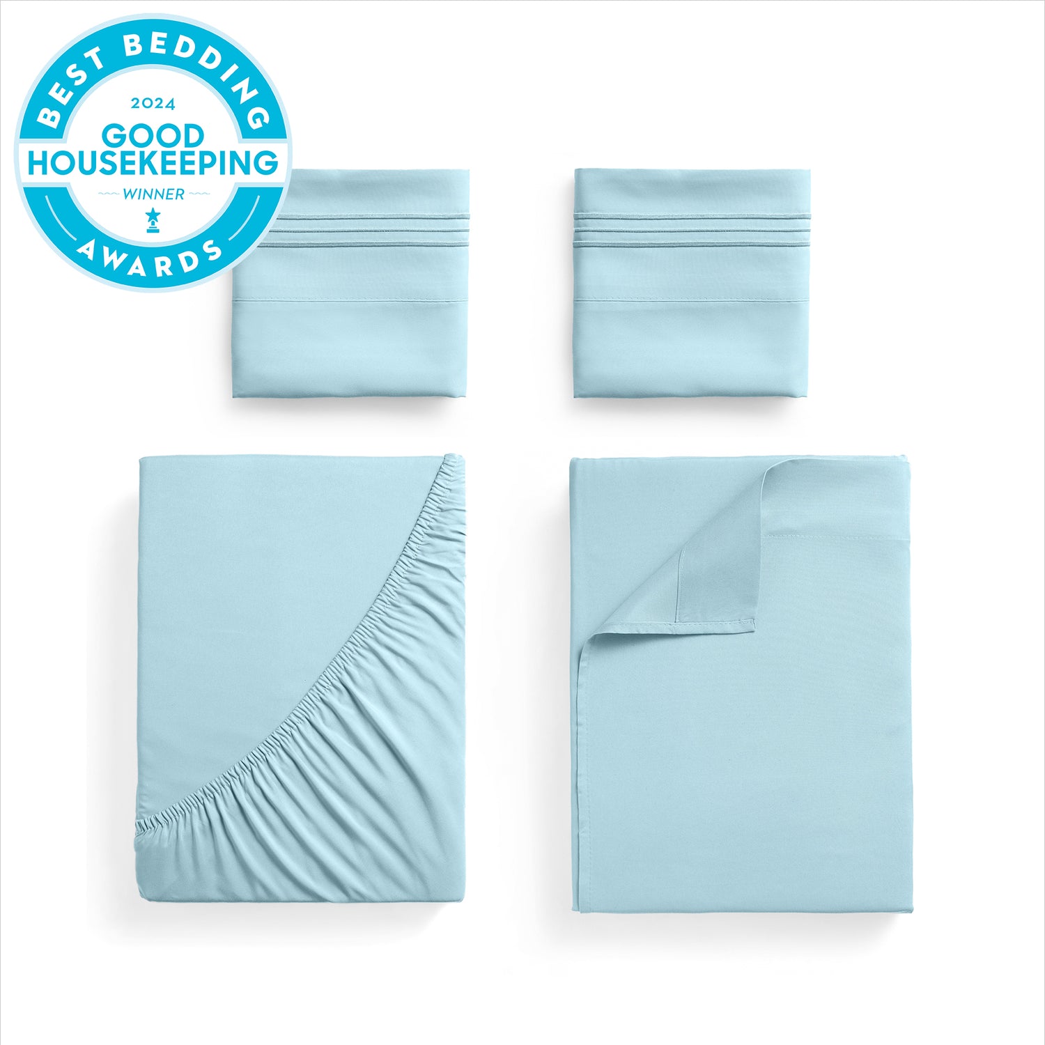 Iconic 4-Piece Extra-Deep Microfiber Sheet Set (Light Colors)