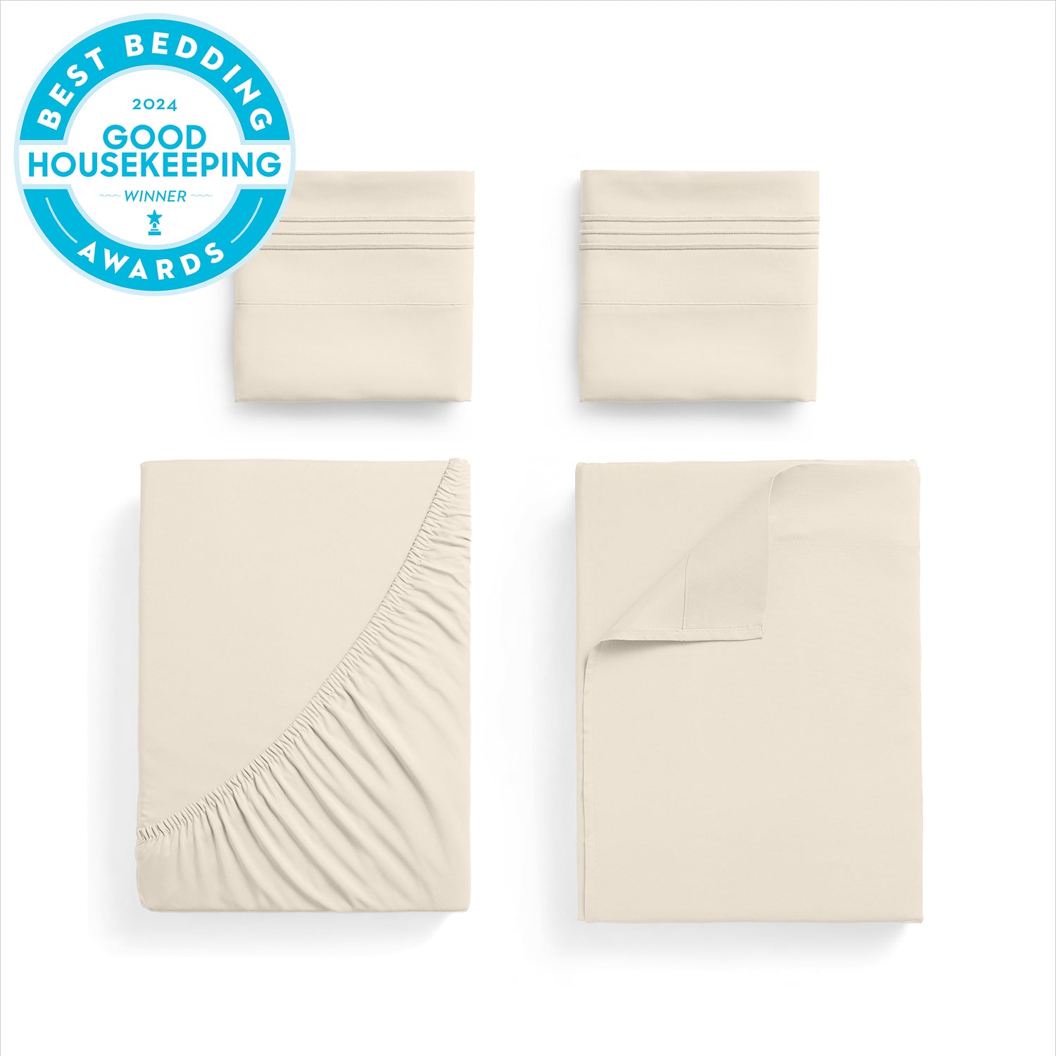 Iconic 4-Piece Extra-Deep Microfiber Sheet Set (Light Colors)