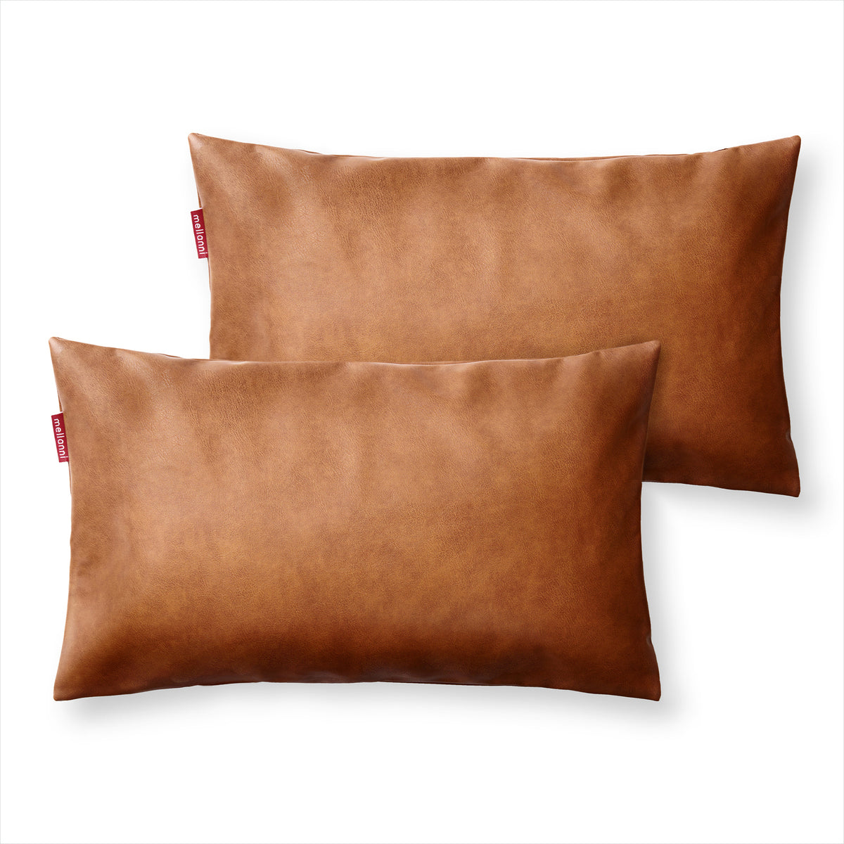 Mellanni Faux Leather Throw Pillow Covers 2 / 12 x 20, image size:1200x1200