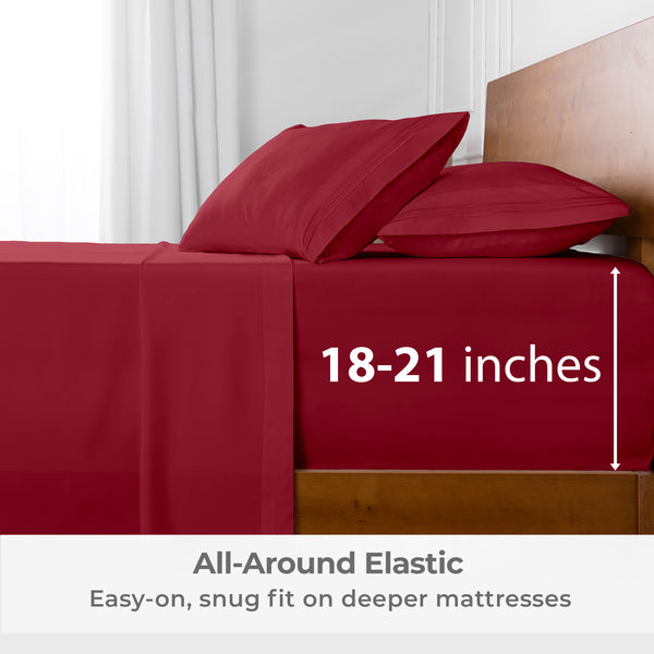 Bed Tite Microfiber Sheet Sets Queen Burgundy - Sheets That Don't Come Off  The Bed