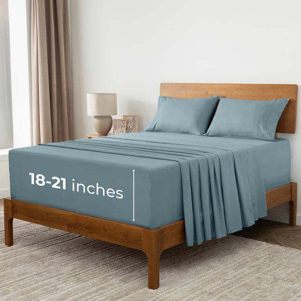Extra Deep Fitted Bed Sheet With Pillowcases 16 For Thick Mattress 