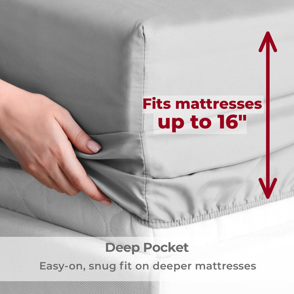Split King Bed Sheets Set for Adjustable Beds, Deep Pocket 5 Piece, Hotel  Luxury Soft Microfiber, Gray