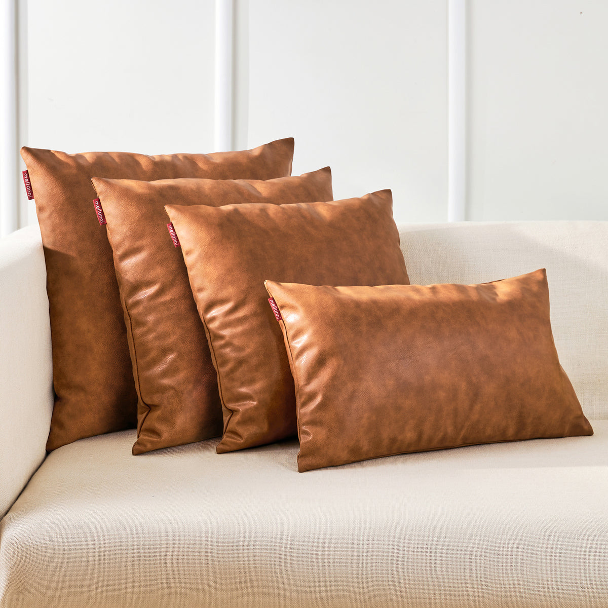 Faux Leather Throw Pillow Covers