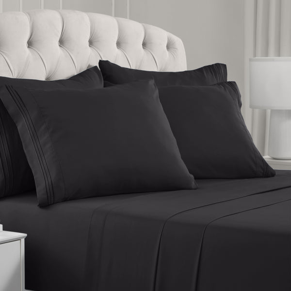 Iconic Collection Microfiber Sheet Set (Dark Colors), 6 Piece