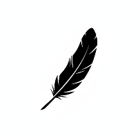feather clipart icon black with white background