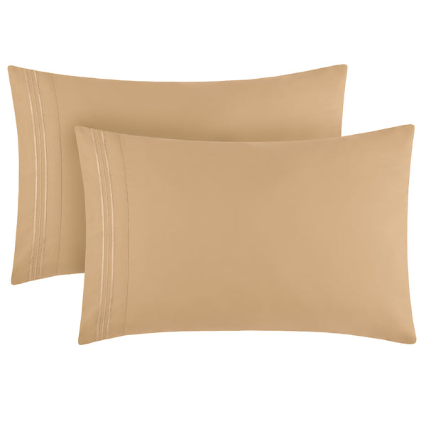 Brushed Twill Decorative Throw Pillow Covers - Set of 2, Light Beige