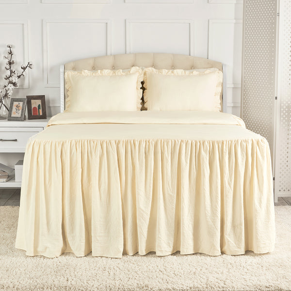 Mellanni Ruffle Skirted Bedspread Set - Bedspread Coverlet (Full, Ruffle IVORY)