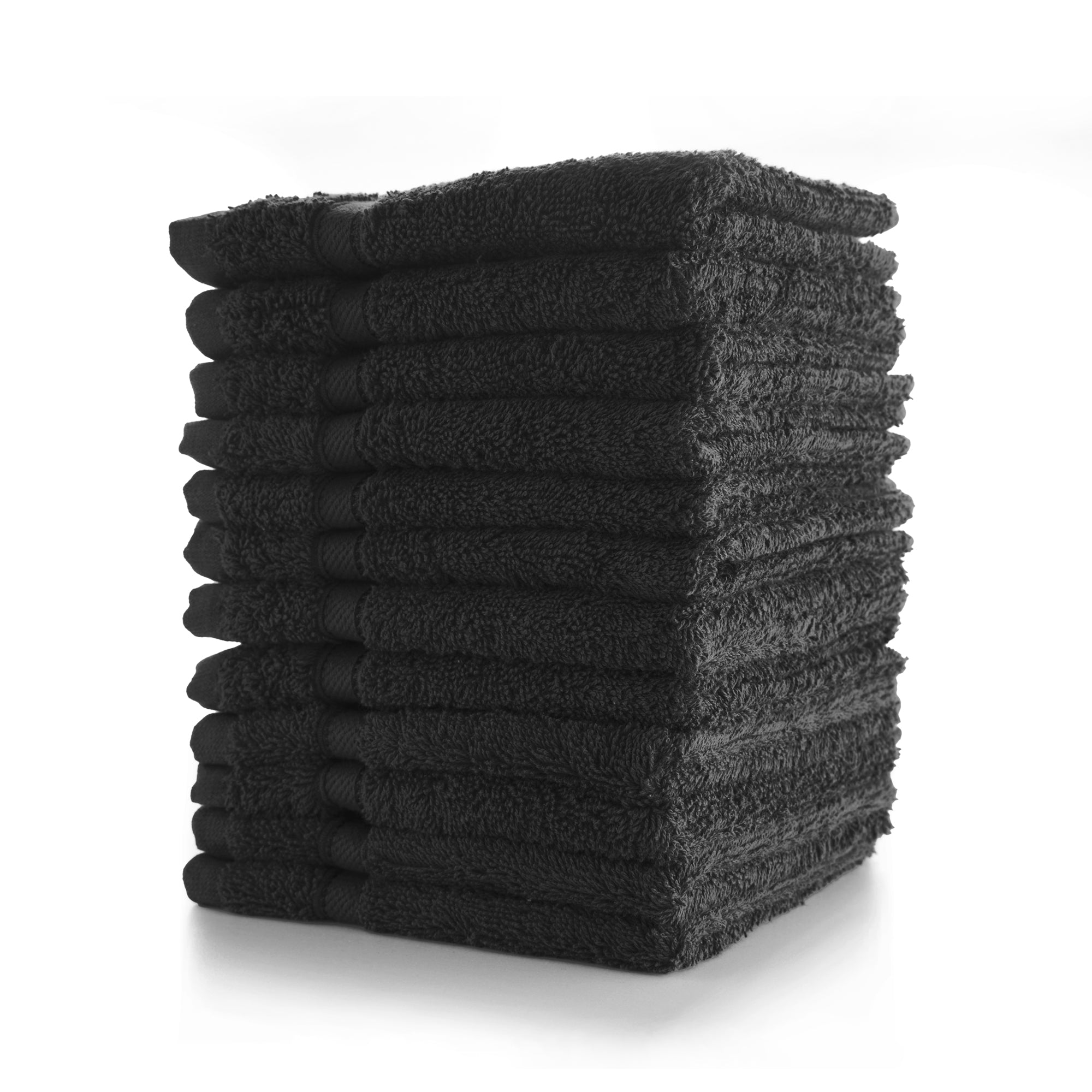 Terry WashCloth Towels, Black, Set of 12