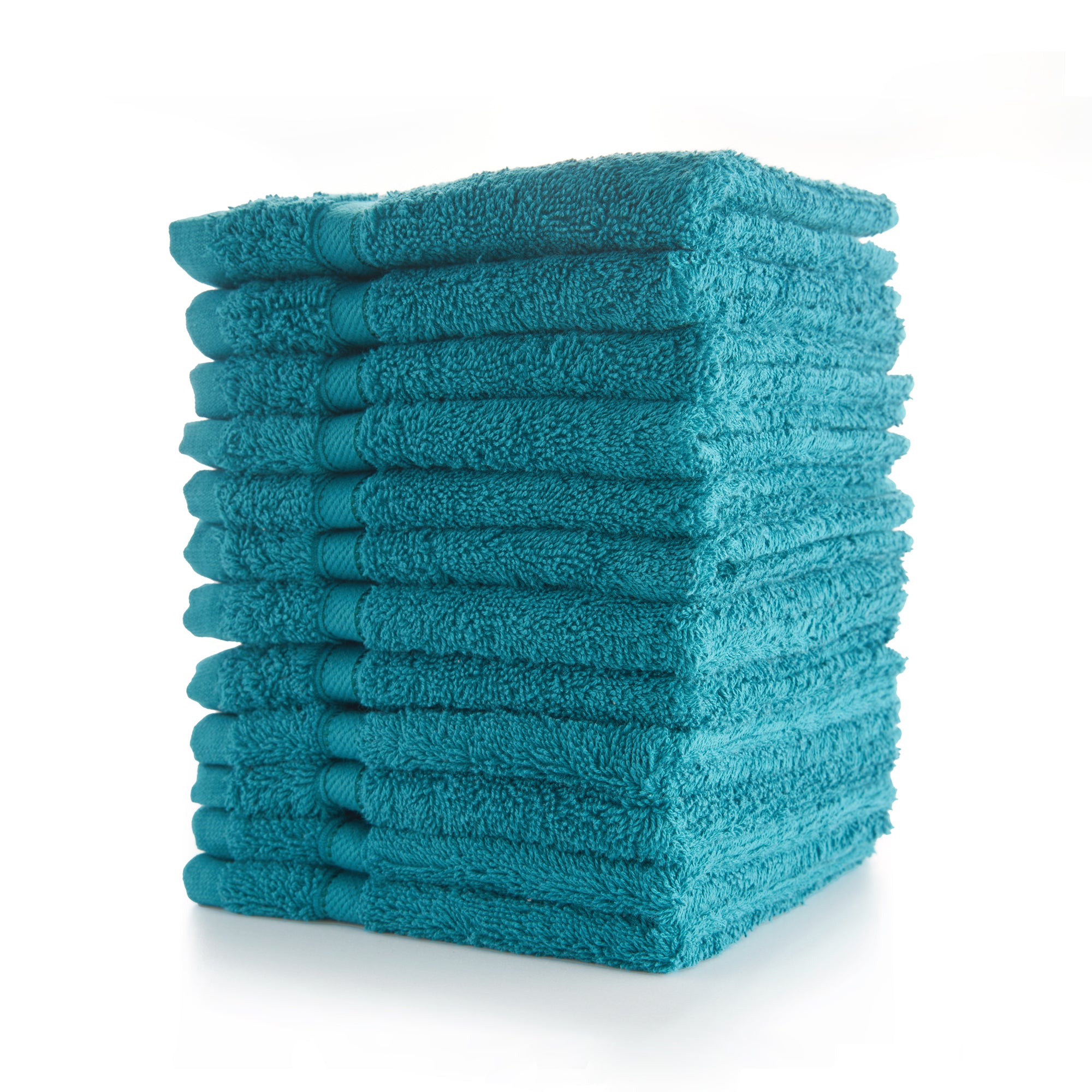 Mellanni Washcloth 12 inchx12 inch, 100% Terry Cotton, 12 Pack, Teal, Size: 12 x 12, Green